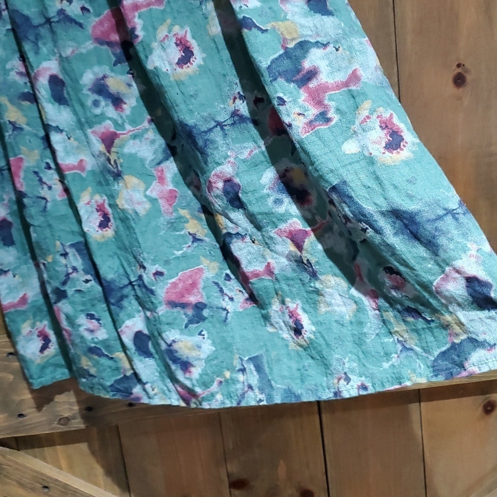 BELLAMBRA 100% LINEN DRESS FLORAL  MADE IN ITALY SIZE LARGE Sleevelesd Halter - Picture 3 of 7